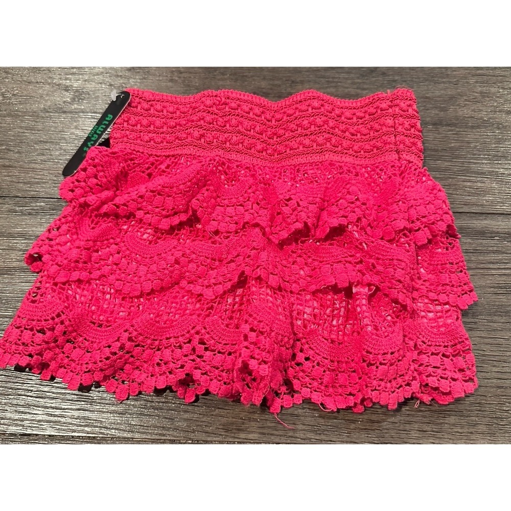 Always Kids Boutique Girls Size L XL‎ pink Crochet Shorts Layered Tiered NWT